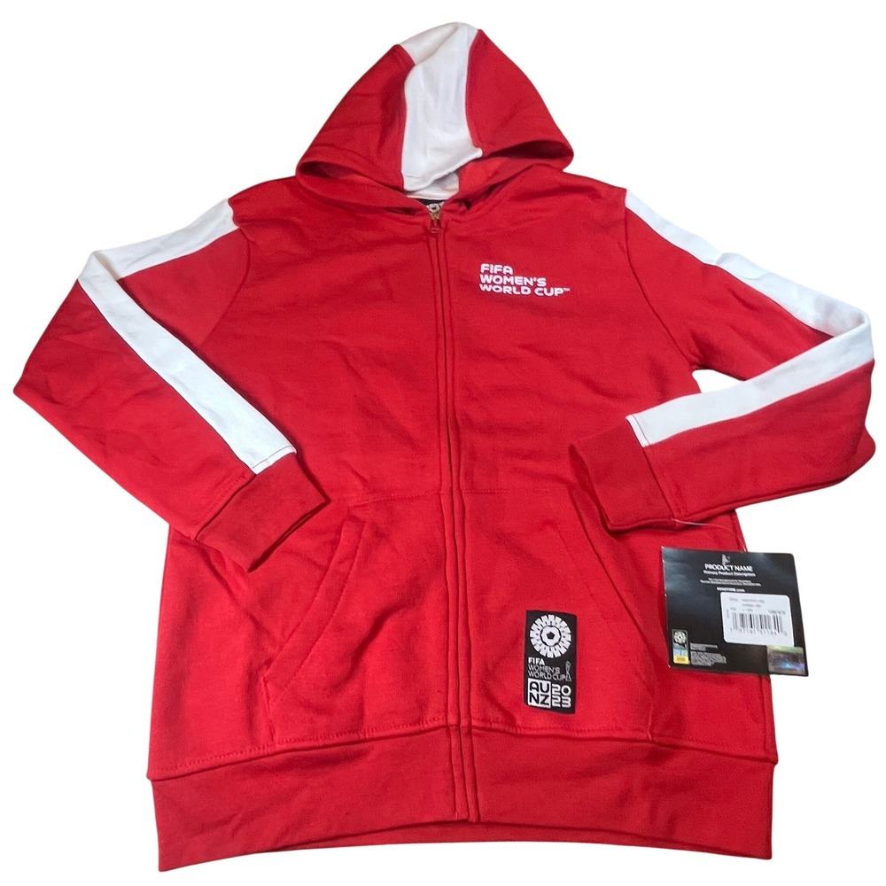 FIFA Womens World Cup 2023 Canada Hoodie Red Full Zip Youth Large 14/16 NWT